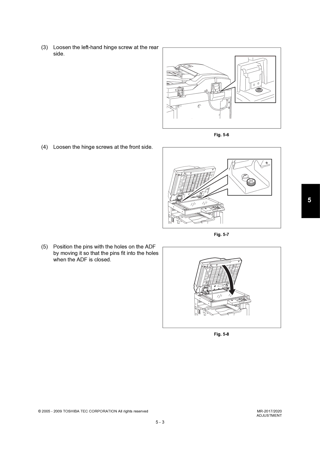 Toshiba MR-2020, MR-2017 service manual Adjustment 