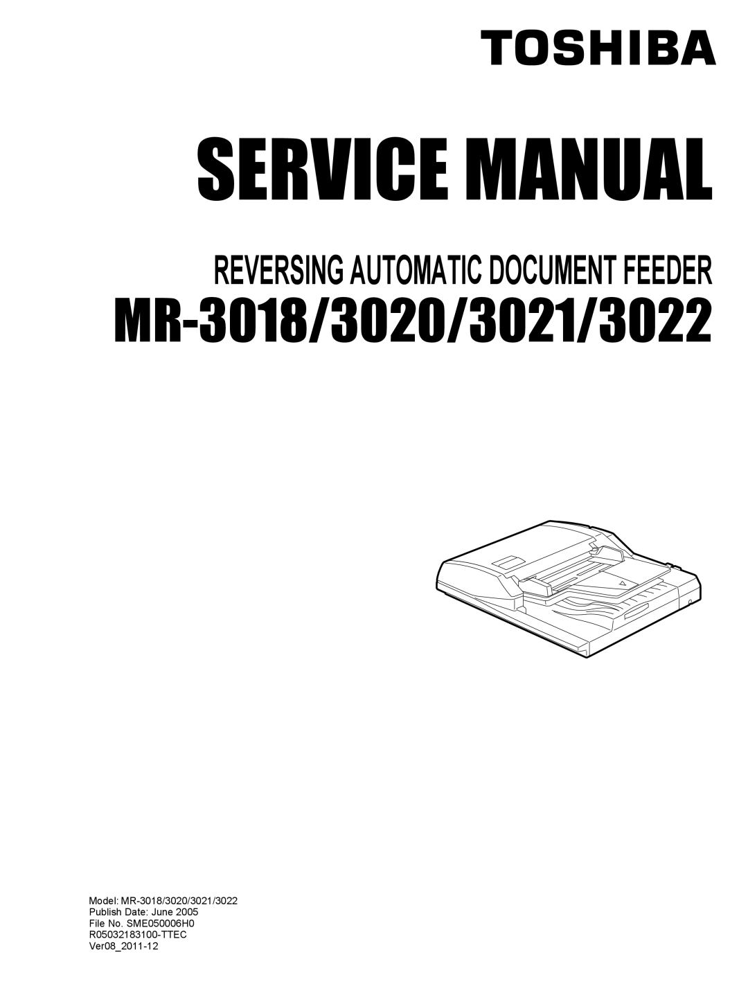 Toshiba MR-3022 service manual MR-3018/3020/3021/3022 