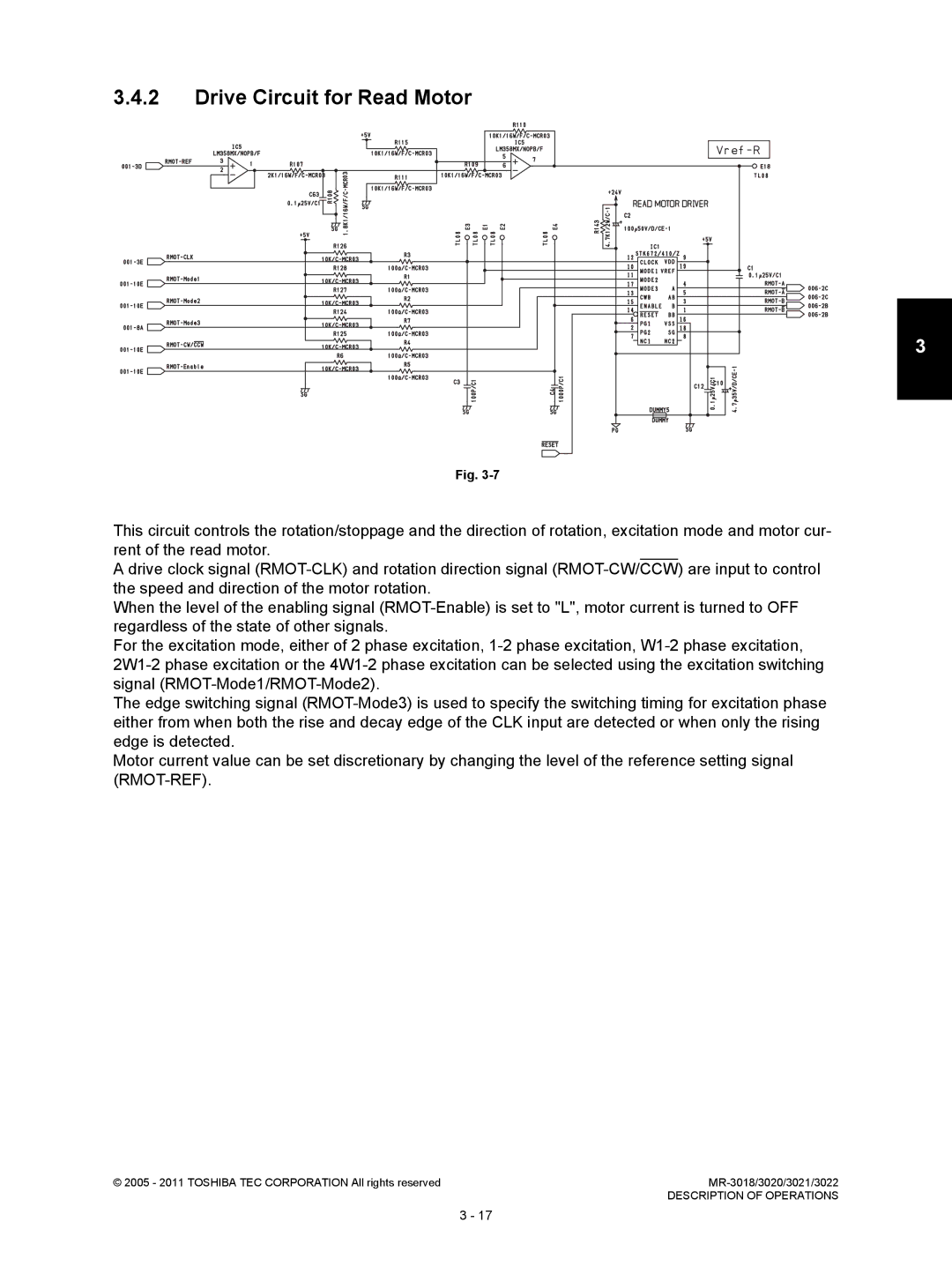 Toshiba MR-3022, MR-3018 service manual Drive Circuit for Read Motor 