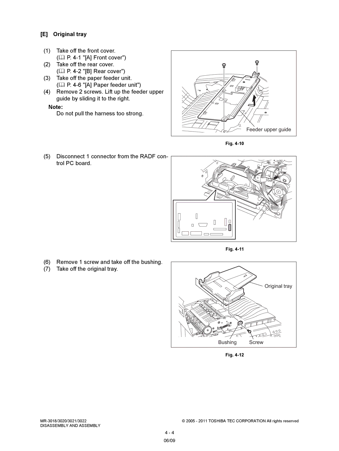 Toshiba MR-3018, MR-3022 service manual Original tray 