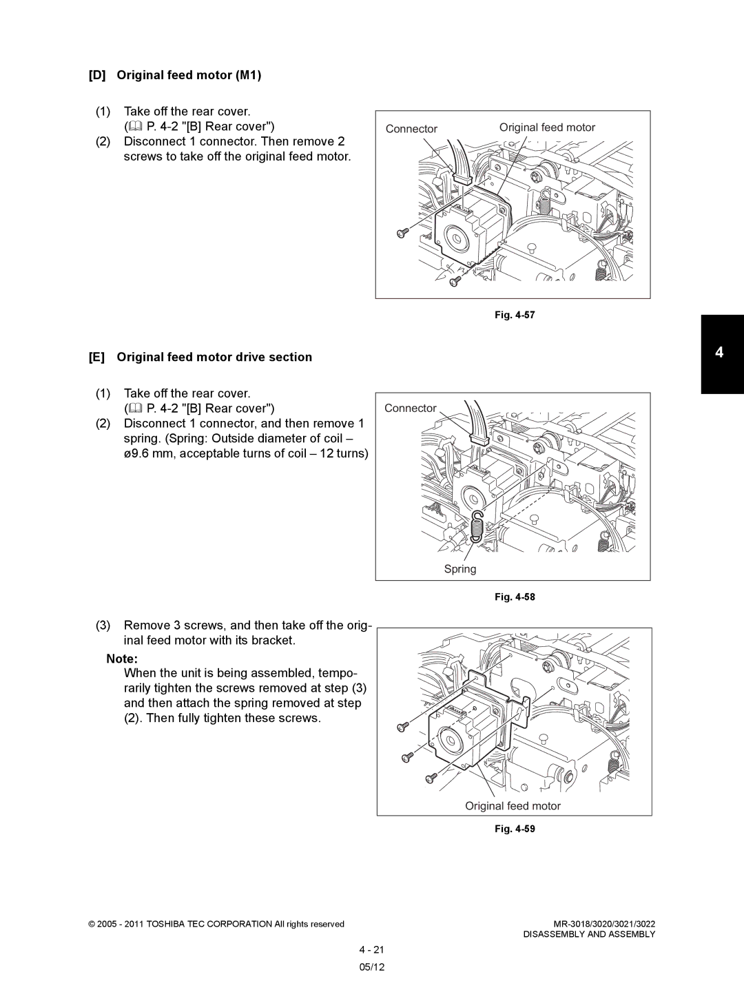 Toshiba MR-3022, MR-3018 service manual Original feed motor M1, Original feed motor drive section 