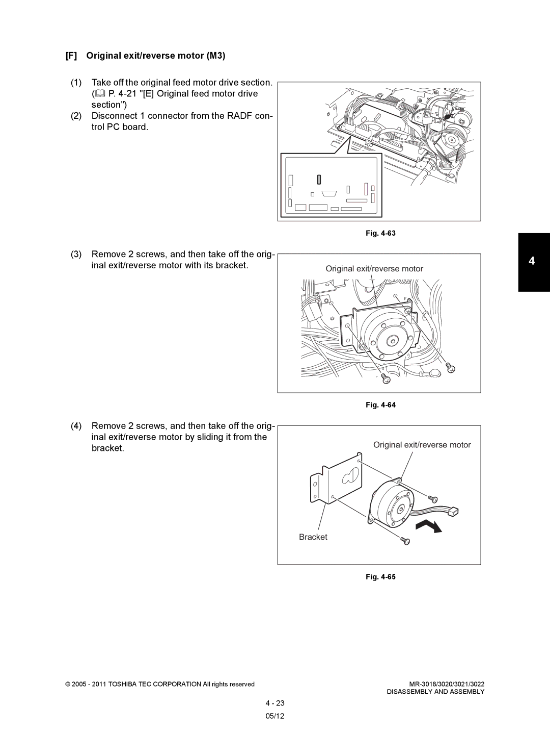 Toshiba MR-3022, MR-3018 service manual Original exit/reverse motor M3, Original feed motor drive, Section, Trol PC board 