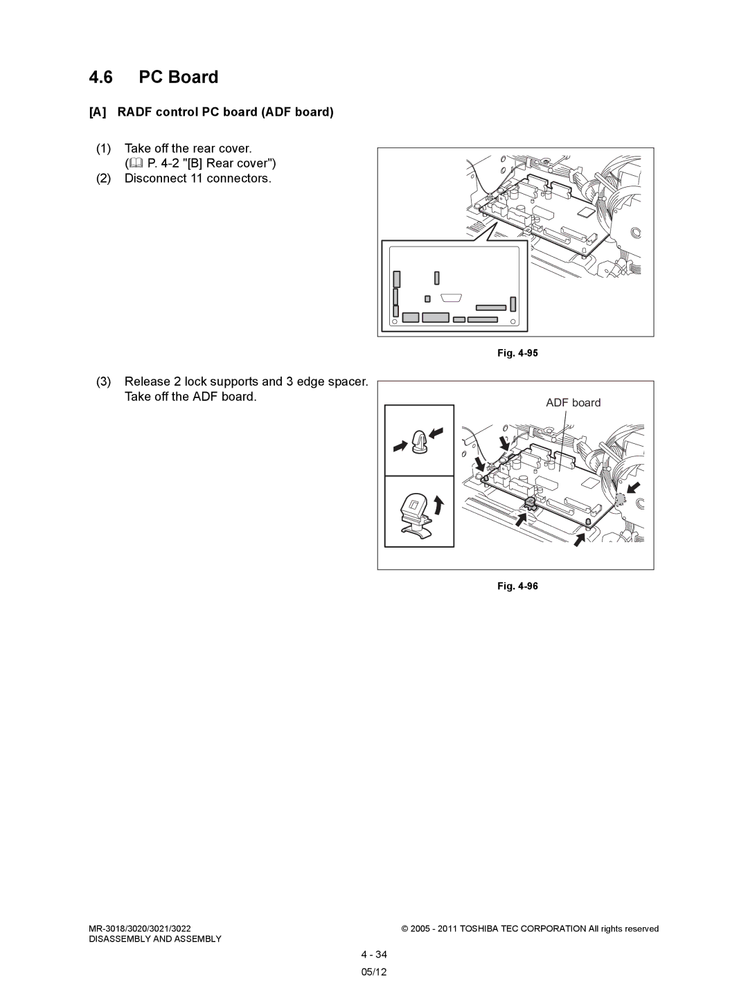 Toshiba MR-3018, MR-3022 service manual PC Board, Radf control PC board ADF board 