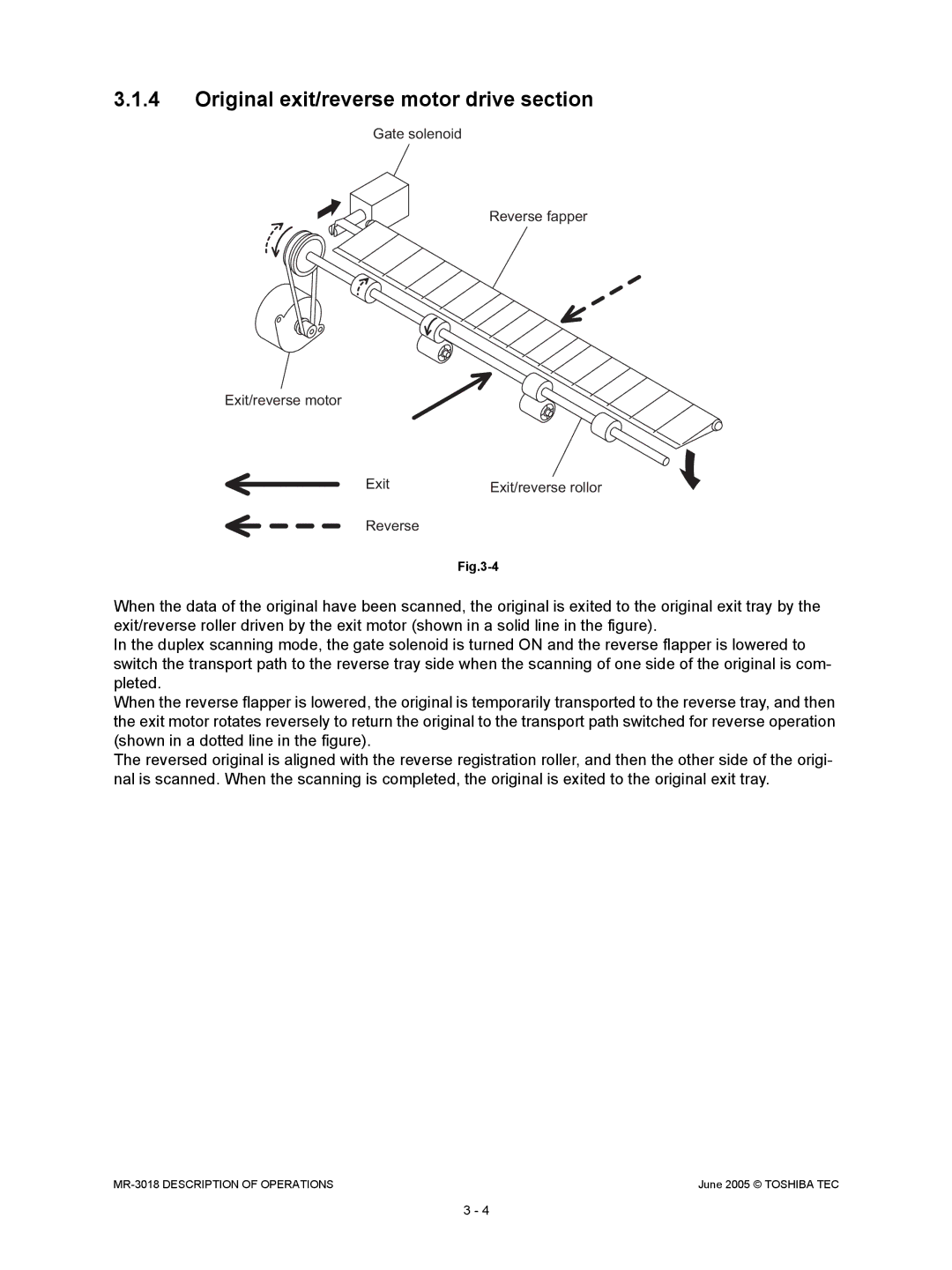 Toshiba MR-3018 service manual Original exit/reverse motor drive section 