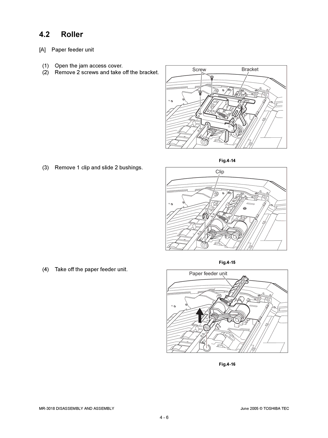 Toshiba MR-3018 service manual Roller 