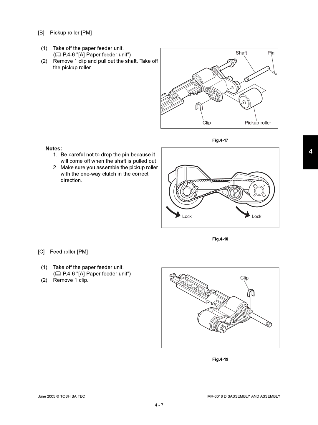 Toshiba MR-3018 service manual Pickup roller PM Take off the paper feeder unit 