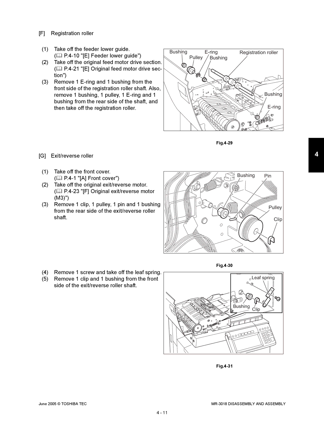 Toshiba MR-3018 service manual Registration roller Take off the feeder lower guide 