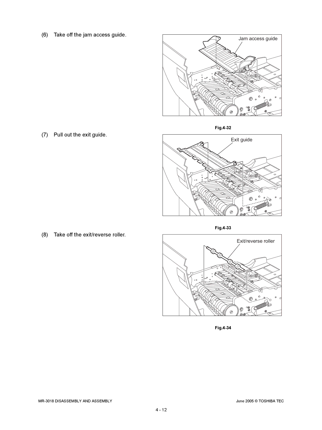 Toshiba MR-3018 service manual Exit guide 