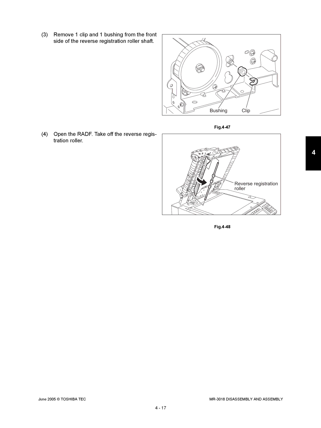 Toshiba MR-3018 service manual Reverse registration 