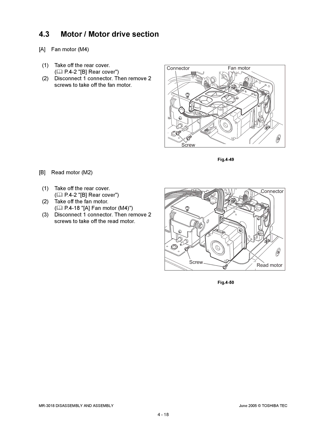 Toshiba MR-3018 service manual Motor / Motor drive section 