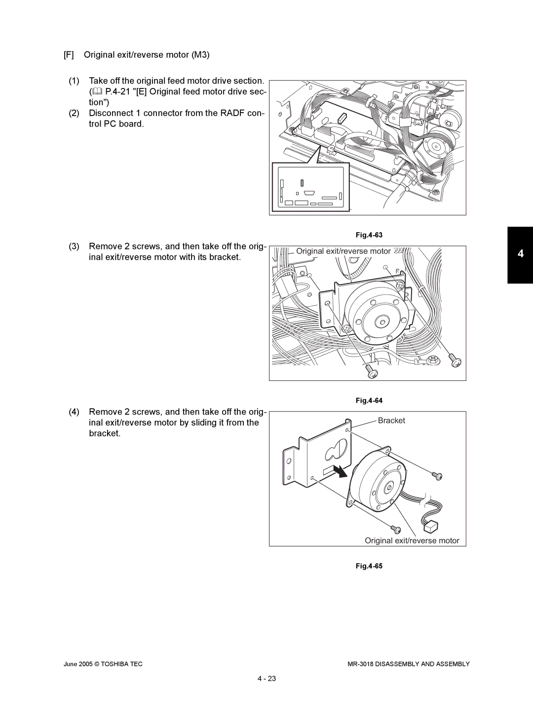 Toshiba MR-3018 service manual Original exit/reverse motor M3 