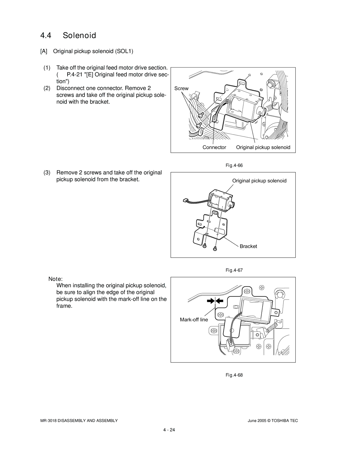 Toshiba MR-3018 service manual Solenoid 