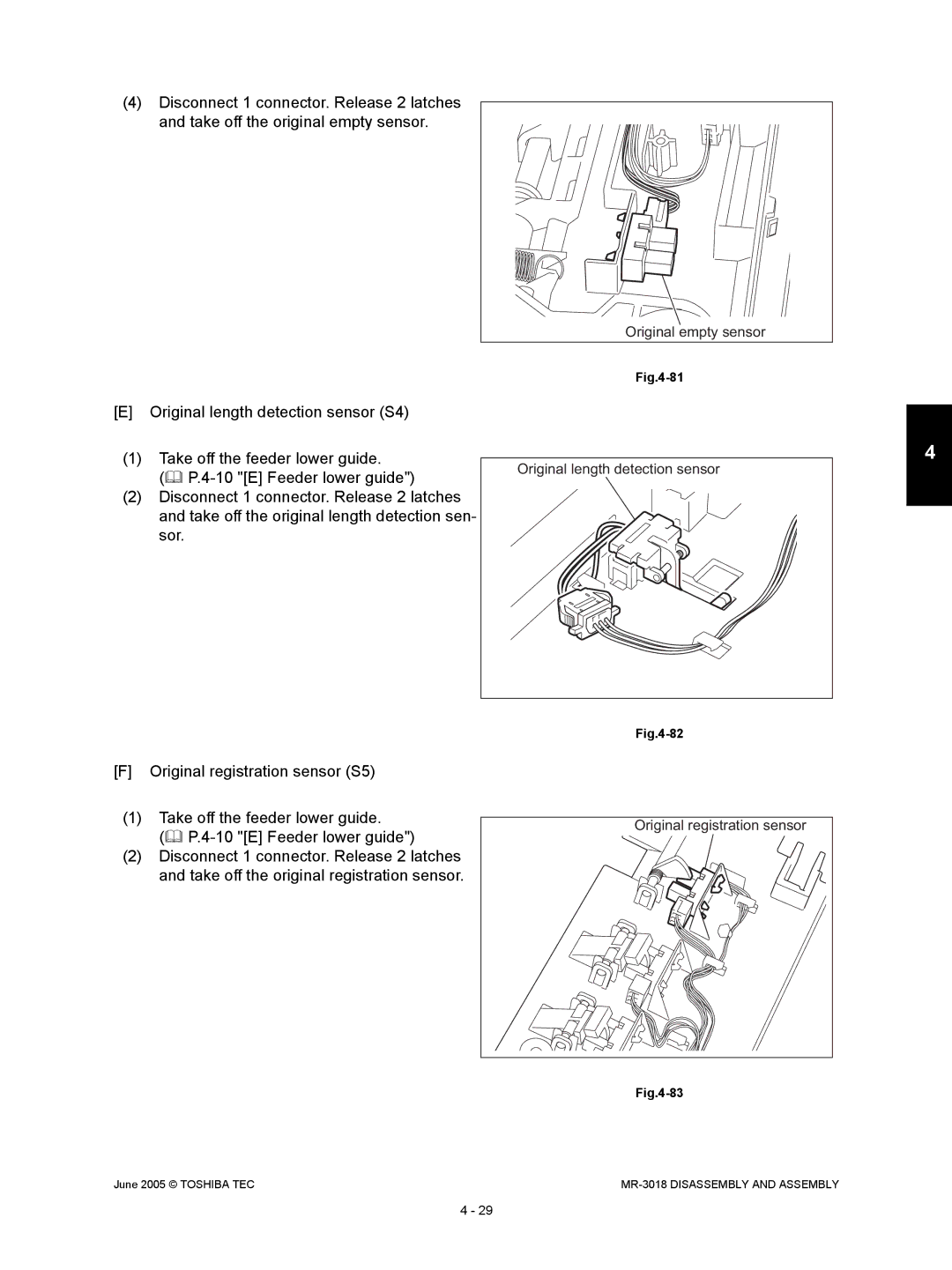 Toshiba MR-3018 service manual Original empty sensor 