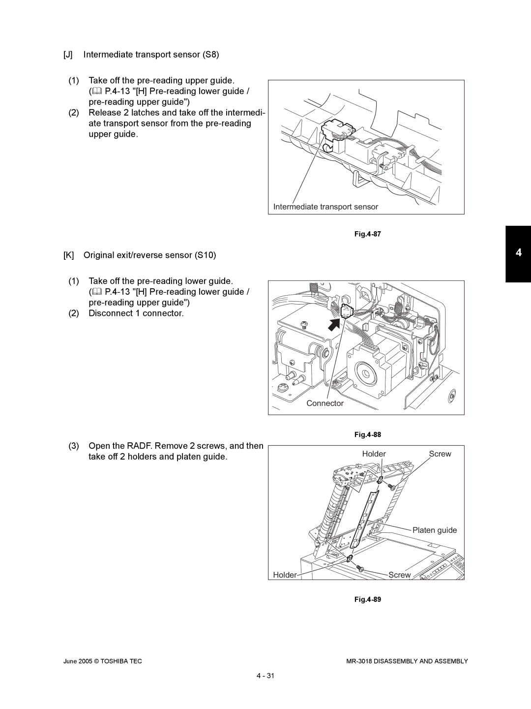 Toshiba MR-3018 service manual Connector Holder 