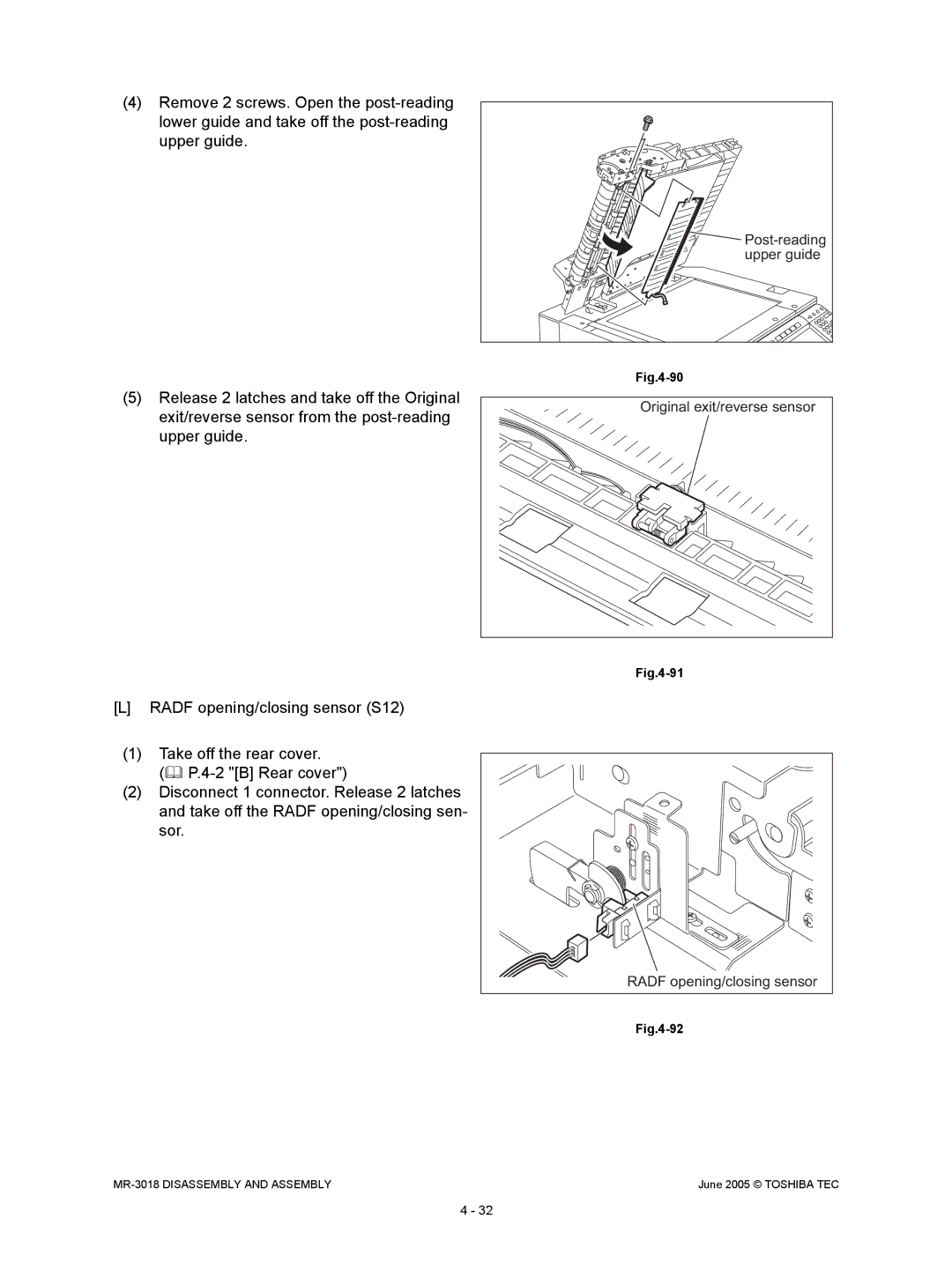 Toshiba MR-3018 service manual Original exit/reverse sensor 