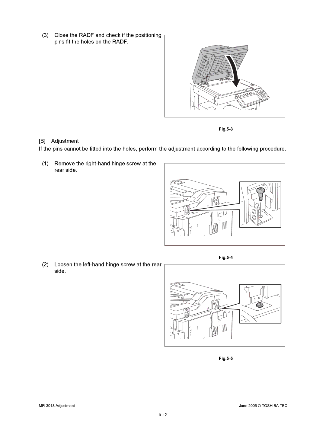 Toshiba service manual MR-3018 Adjustment June 2005 Toshiba TEC 