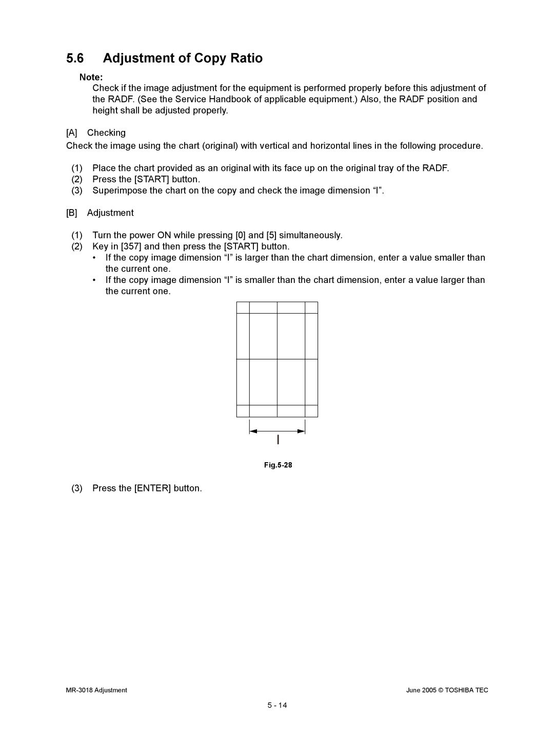 Toshiba MR-3018 service manual Adjustment of Copy Ratio 