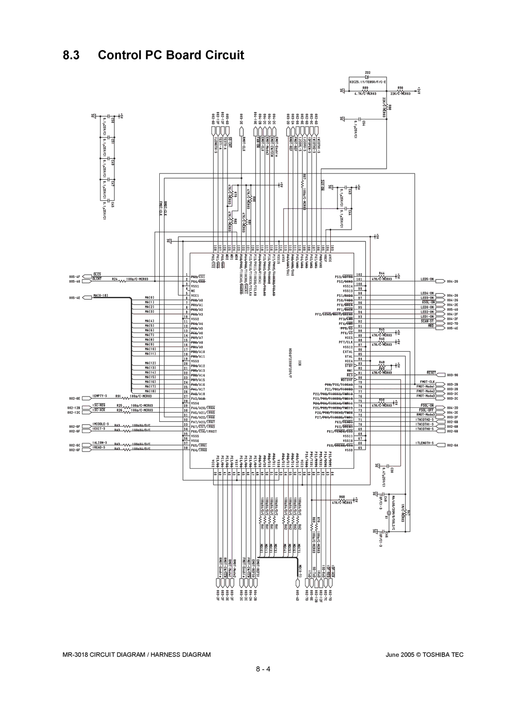 Toshiba MR-3018 service manual Control PC Board Circuit 