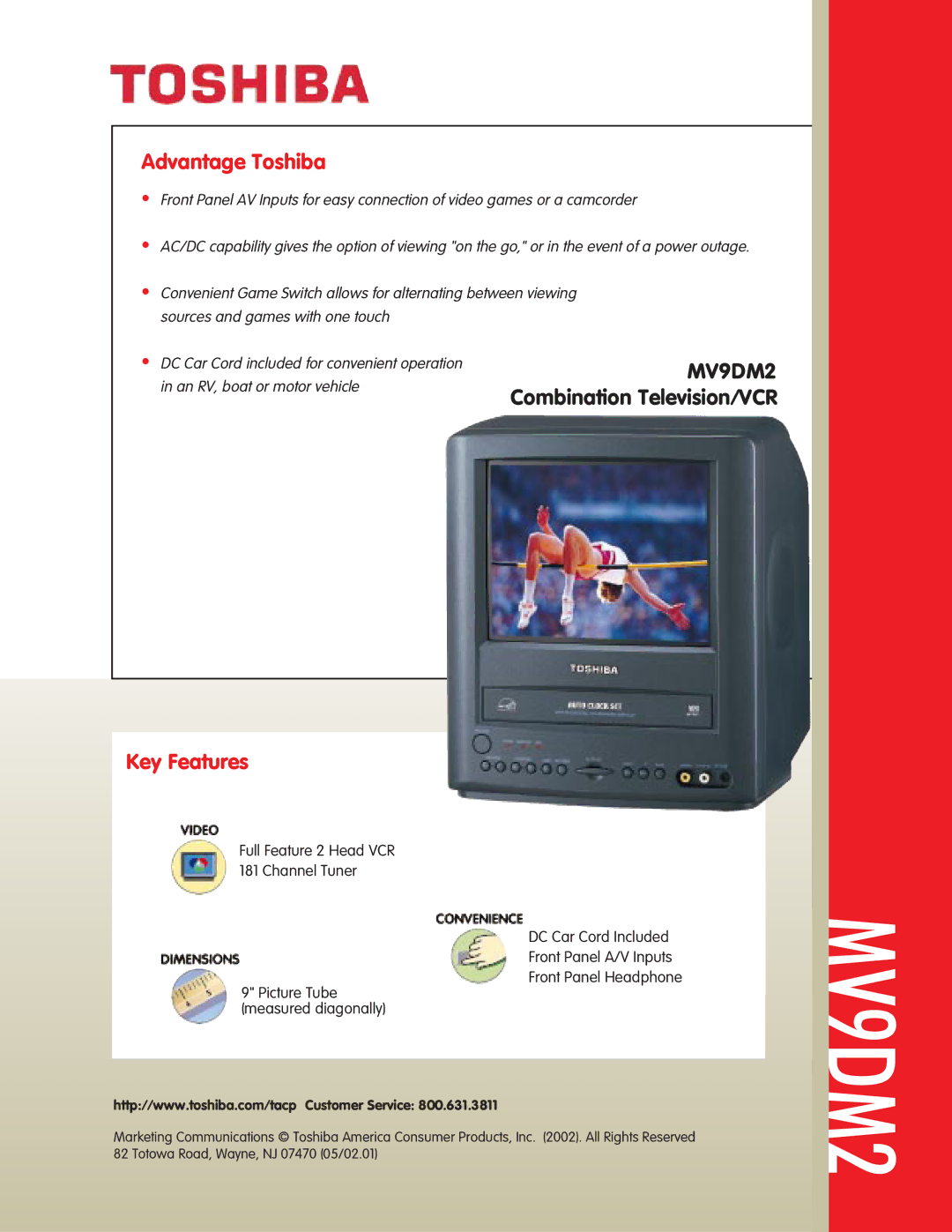 Toshiba MV 9DM2 manual Advantage Toshiba, MV9DM2, Key Features 