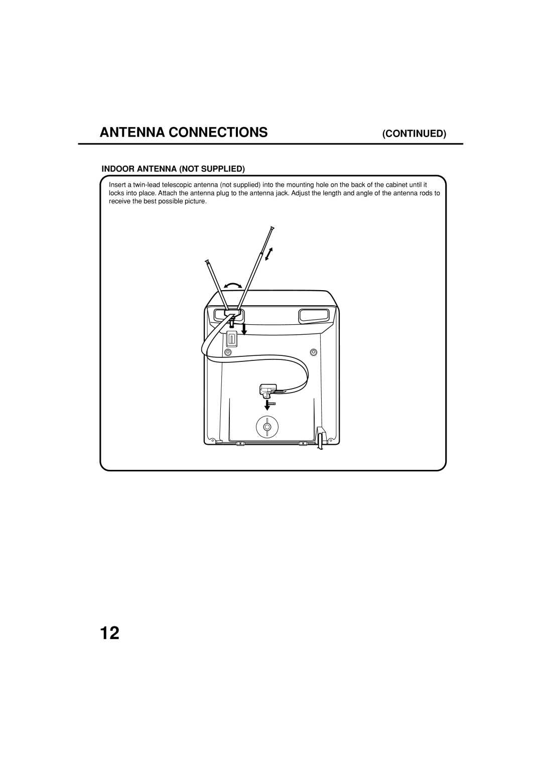 Toshiba MV13N3C, MV19N3C owner manual Indoor Antenna not Supplied 