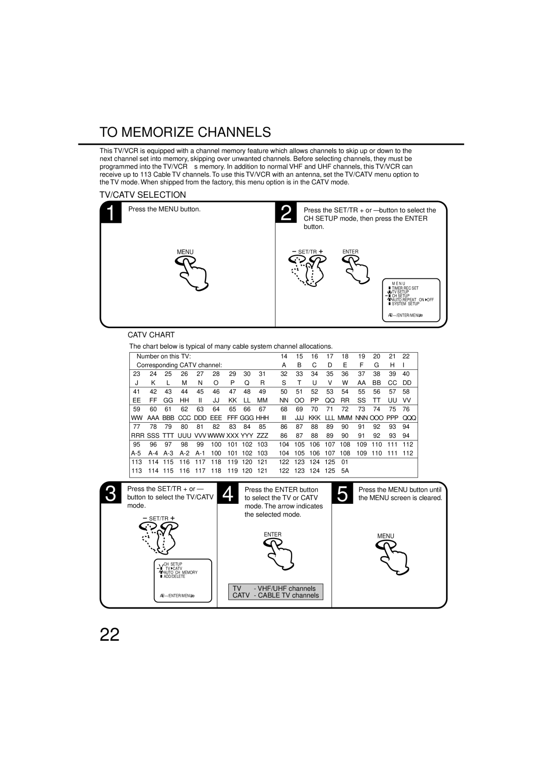 Toshiba MV13N3C, MV19N3C owner manual To Memorize Channels, TV/CATV Selection 