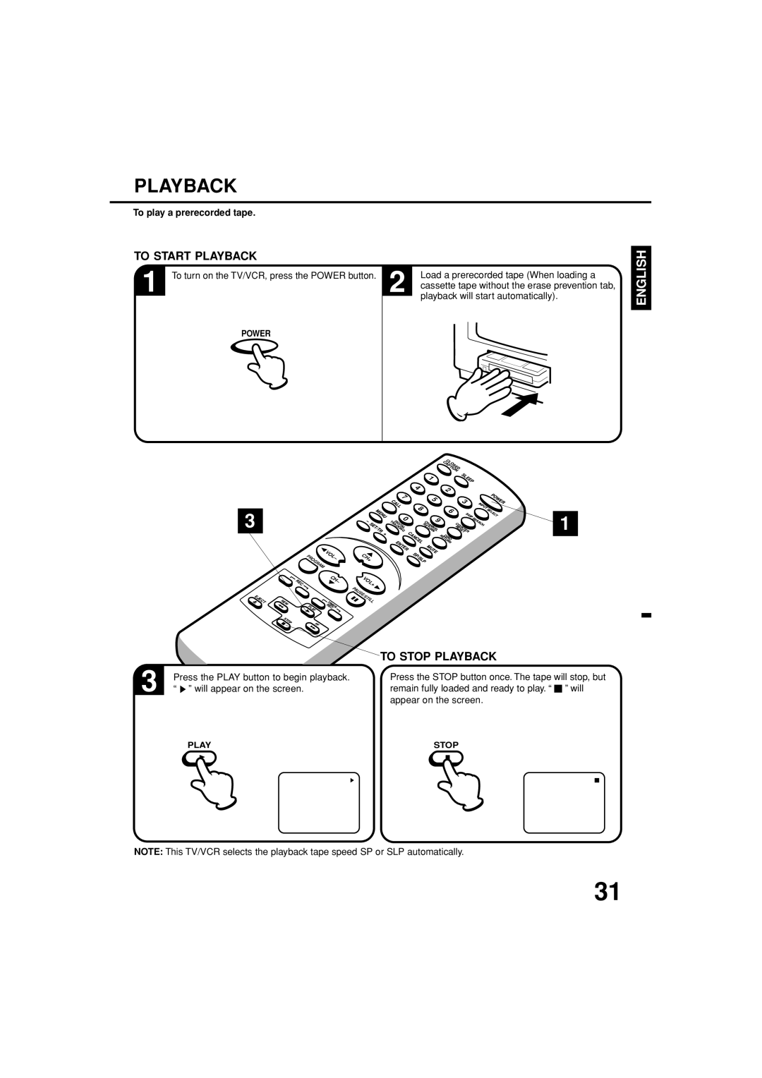 Toshiba MV19N3C, MV13N3C owner manual To Start Playback, To Stop Playback 