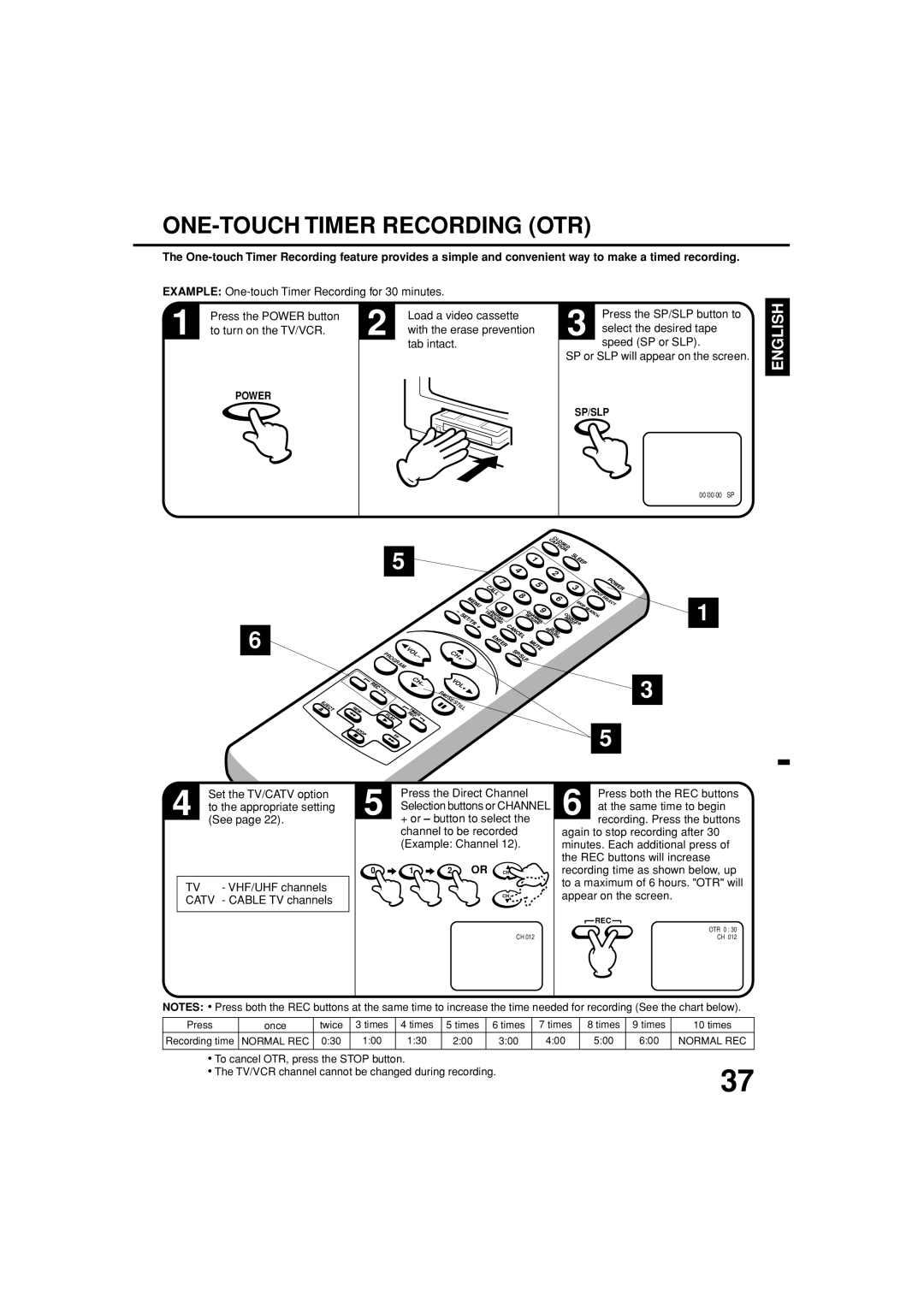 Toshiba MV19N3C, MV13N3C owner manual ONE-TOUCH Timer Recording OTR 