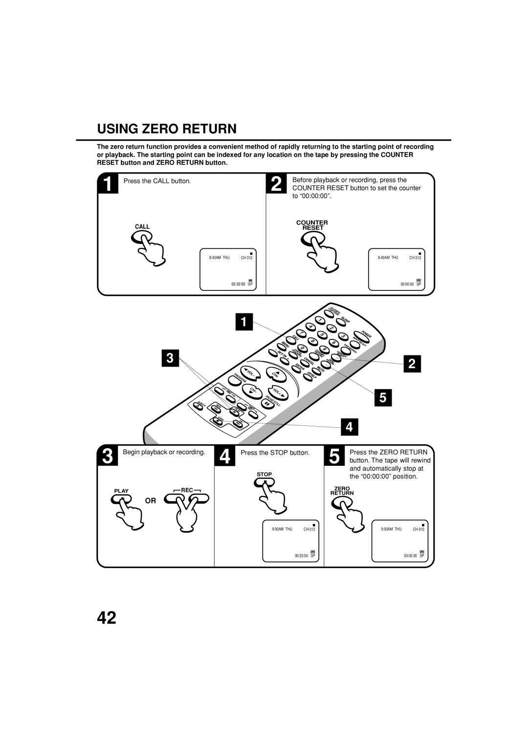 Toshiba MV13N3C, MV19N3C owner manual Using Zero Return 