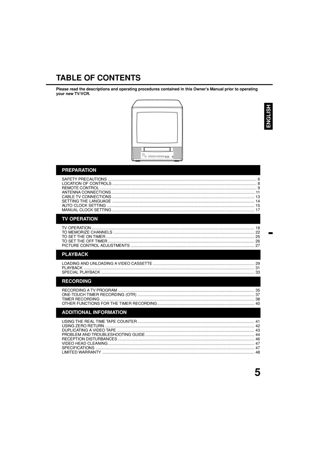 Toshiba MV19N3C, MV13N3C owner manual Table of Contents 