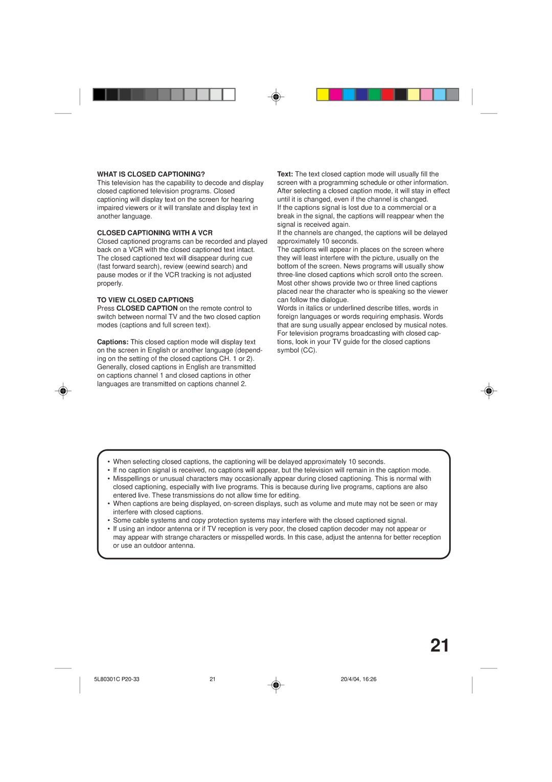 Toshiba MV13P3 owner manual What is Closed CAPTIONING?, Closed Captioning with a VCR, To View Closed Captions 