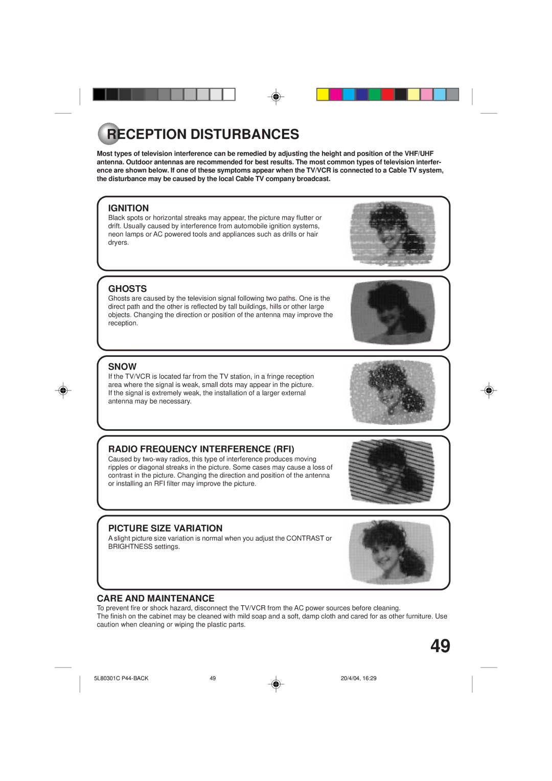 Toshiba MV13P3 owner manual Reception Disturbances 