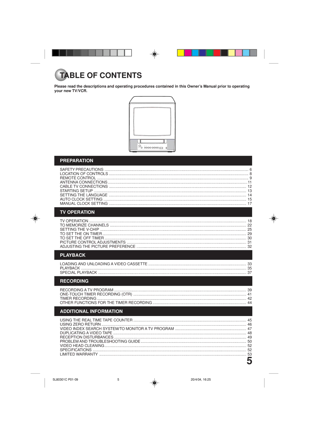 Toshiba MV13P3 owner manual Table of Contents 