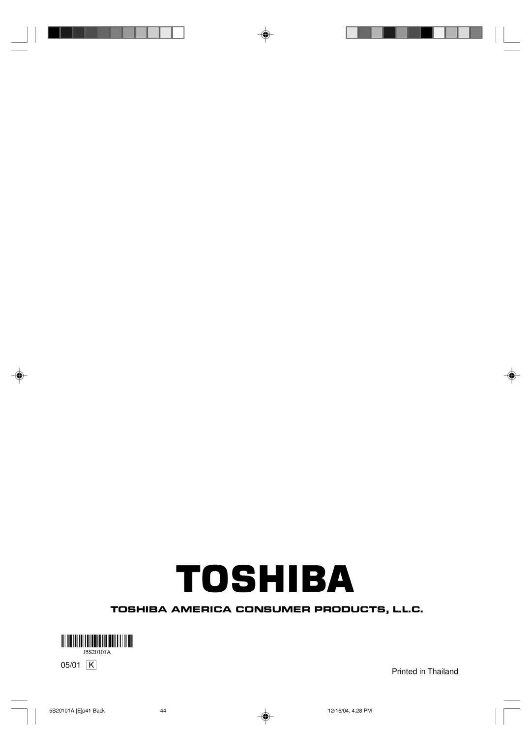 Toshiba MV13Q41 owner manual 05/01 K 