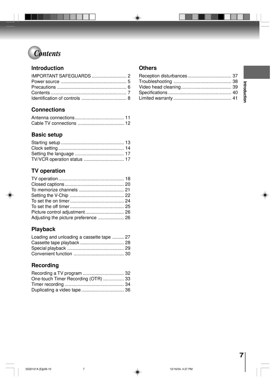 Toshiba MV13Q41 owner manual Contents 