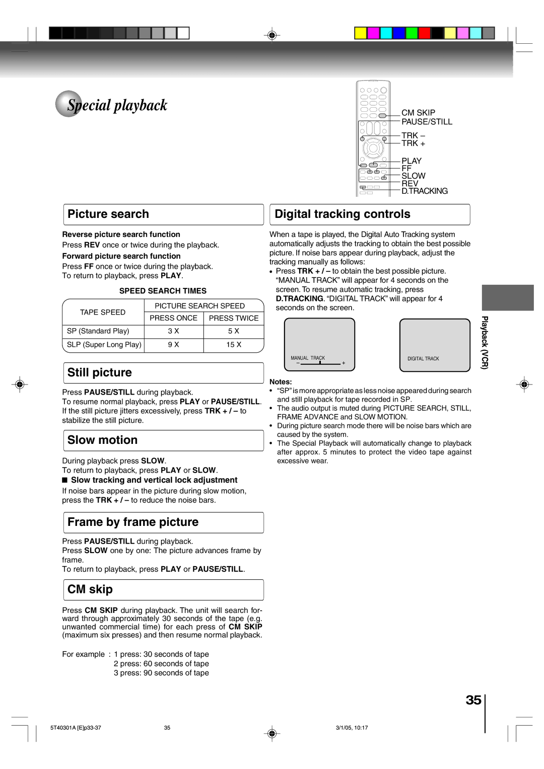 Toshiba MW24F11, MW20F11 owner manual Special playback 