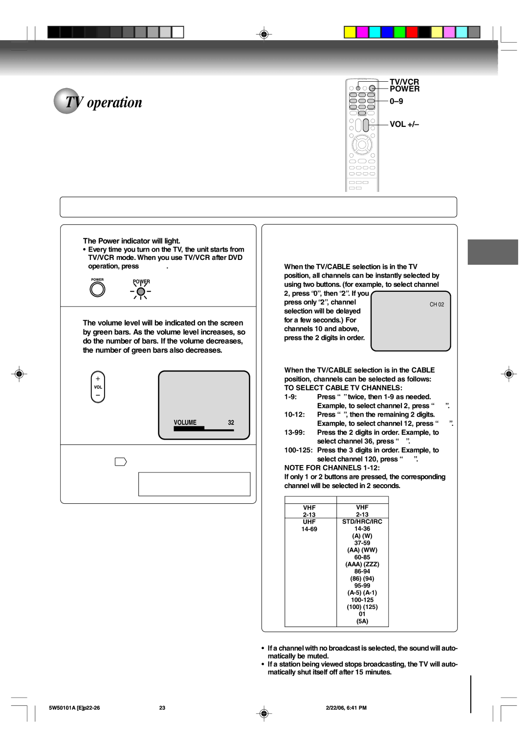 Toshiba MW24F12, MW20F12 owner manual TV operation 