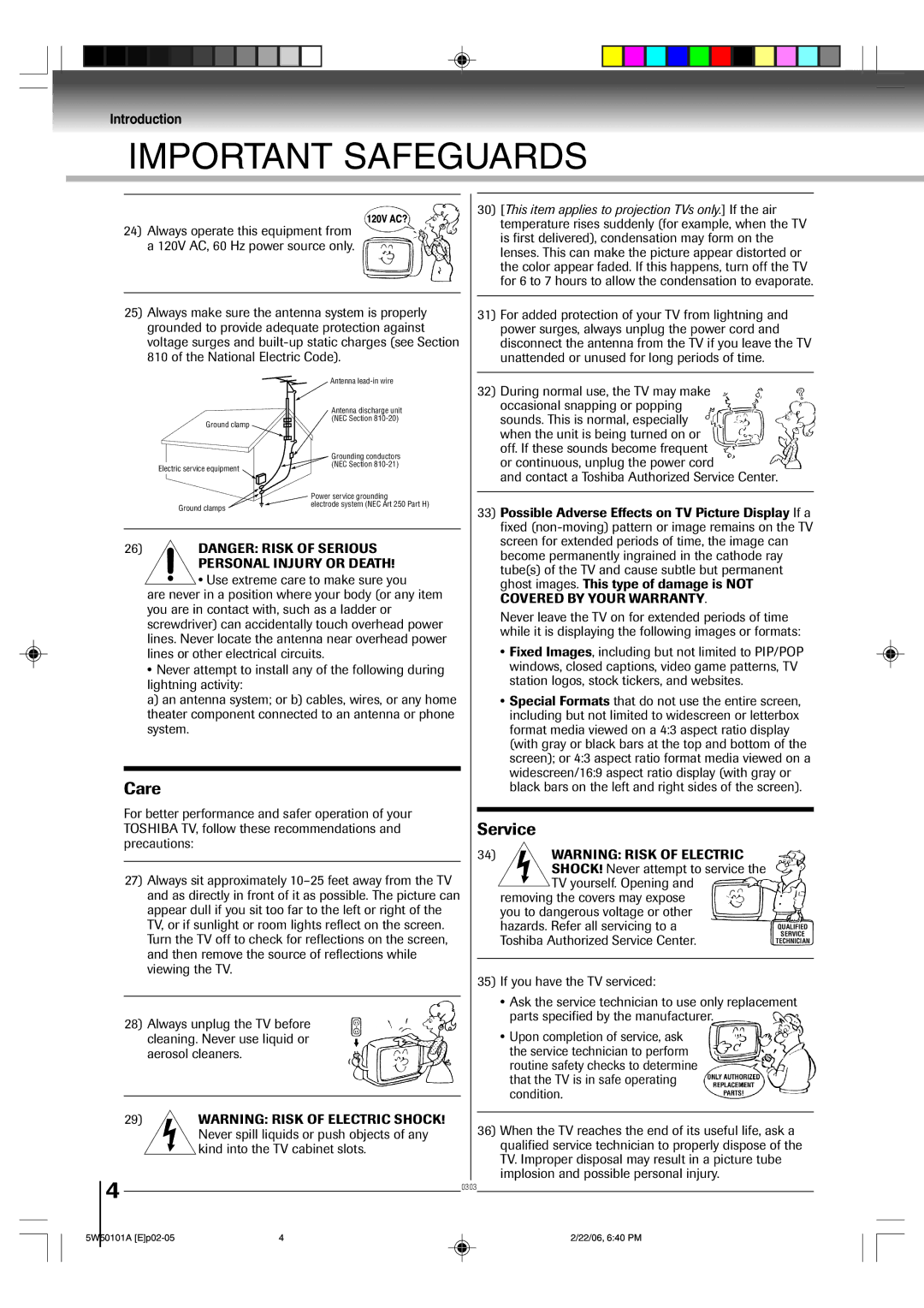 Toshiba MW20F12, MW24F12 owner manual Important Safeguards 