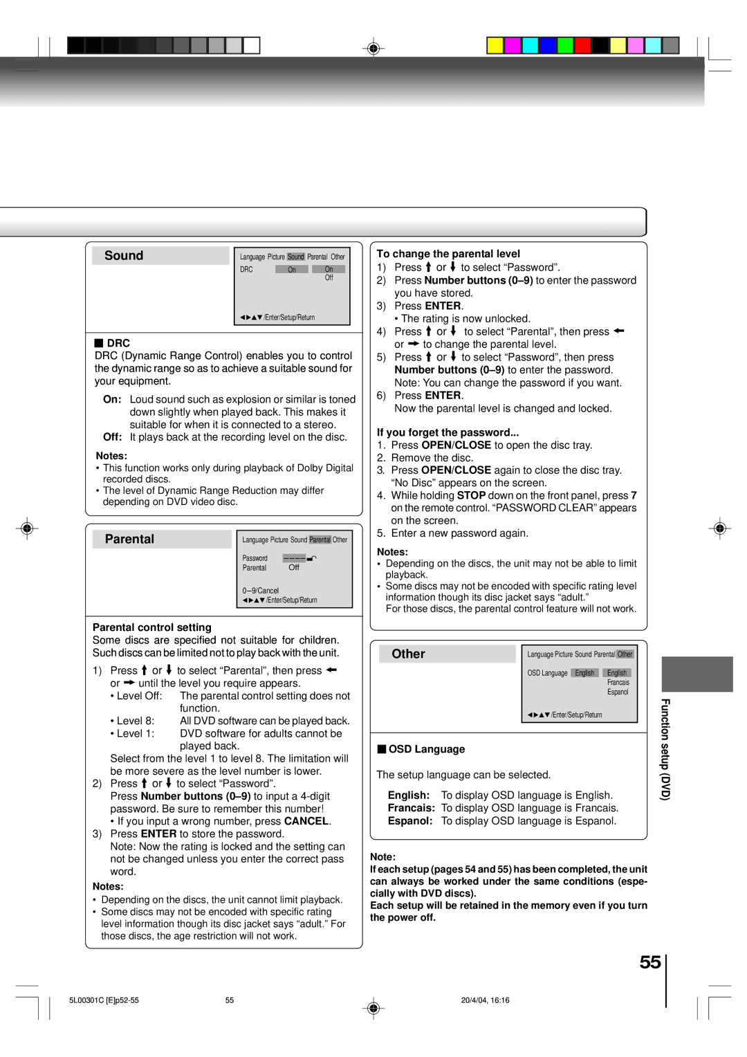 Toshiba MW24FP3, MW20FP3 owner manual Drc 