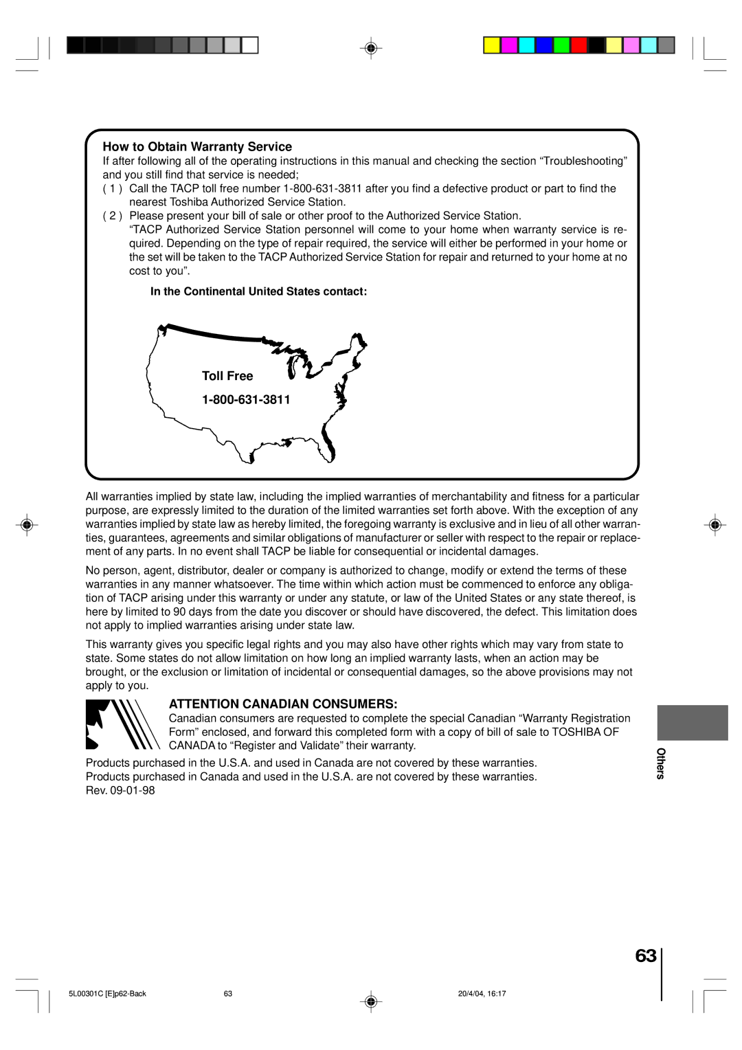 Toshiba MW24FP3, MW20FP3 owner manual How to Obtain Warranty Service, Continental United States contact 