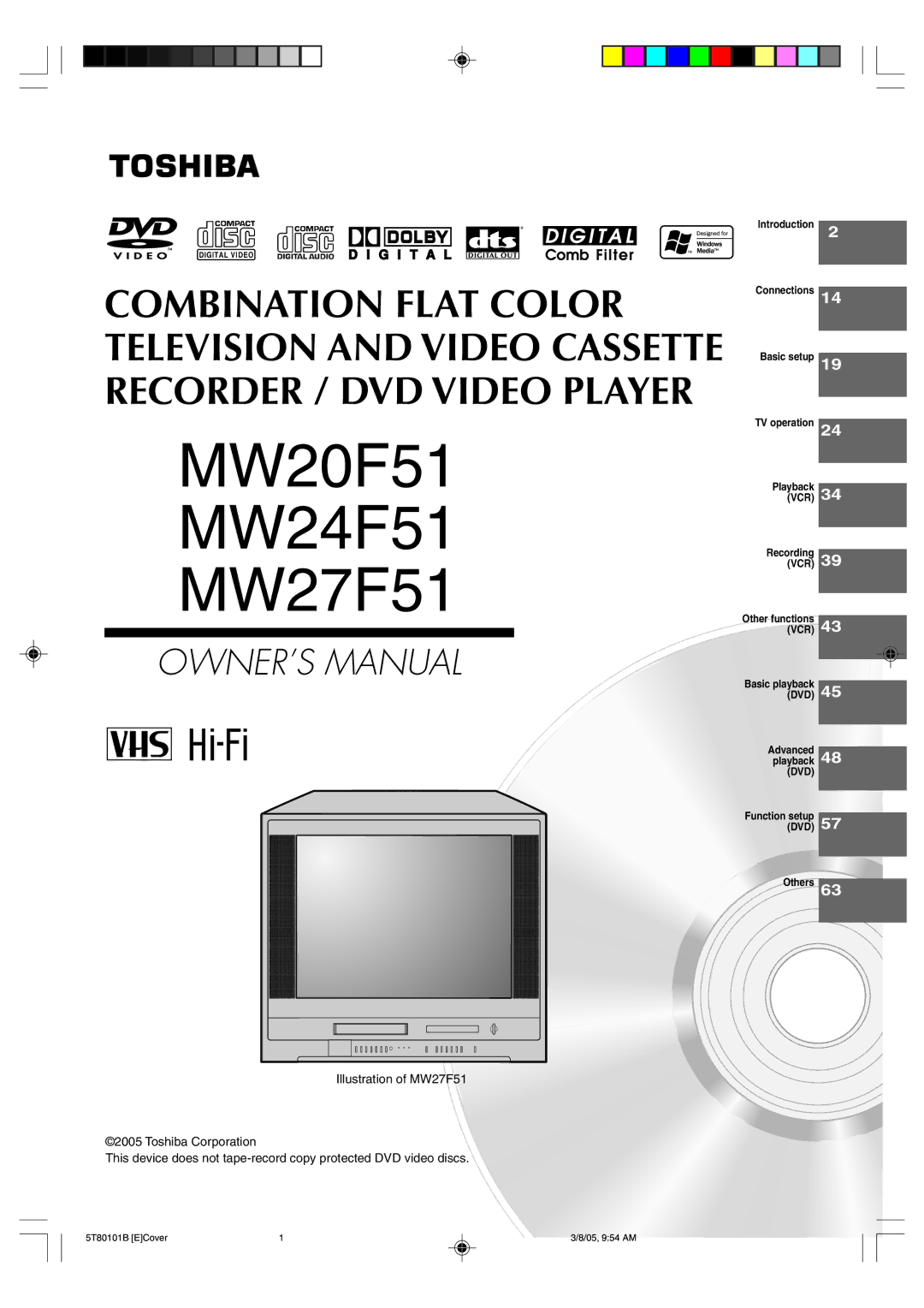 Toshiba owner manual MW20F51 MW24F51 MW27F51 