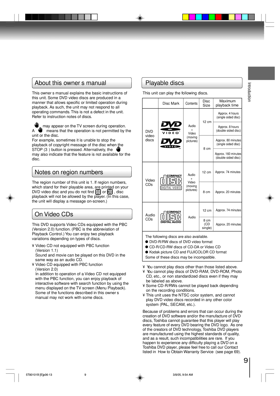 Toshiba MW24F51, MW20F51, MW27F51 owner manual On Video CDs, Playable discs, Dvd 