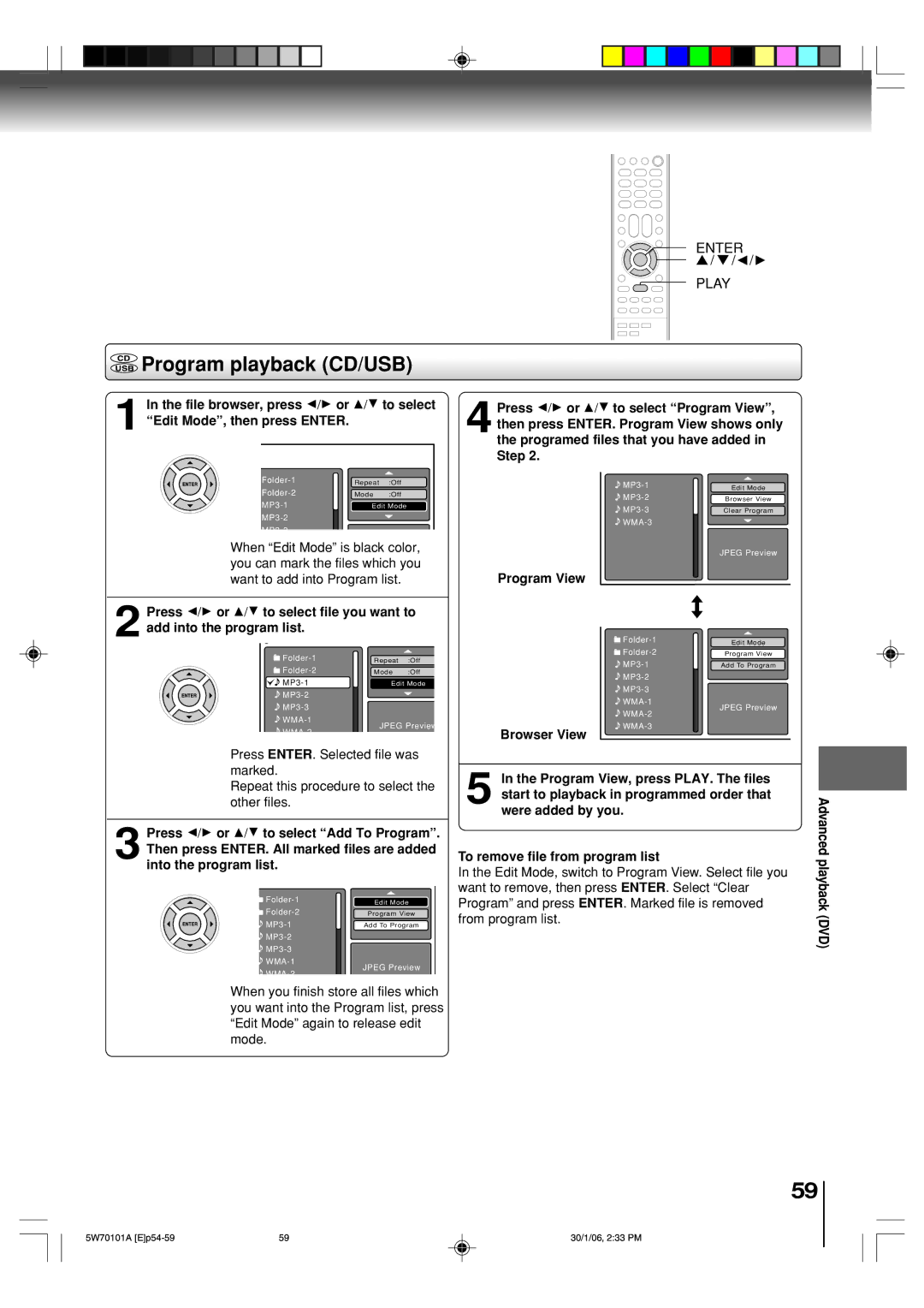 Toshiba MW20F52, MW24F52 owner manual Enter Play 