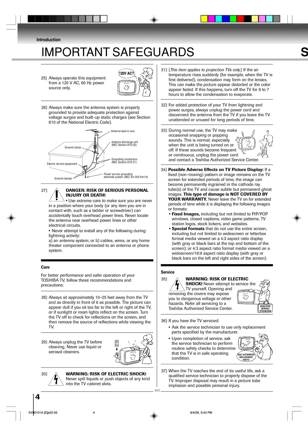 Toshiba MW26H82 owner manual Important Safeguards 