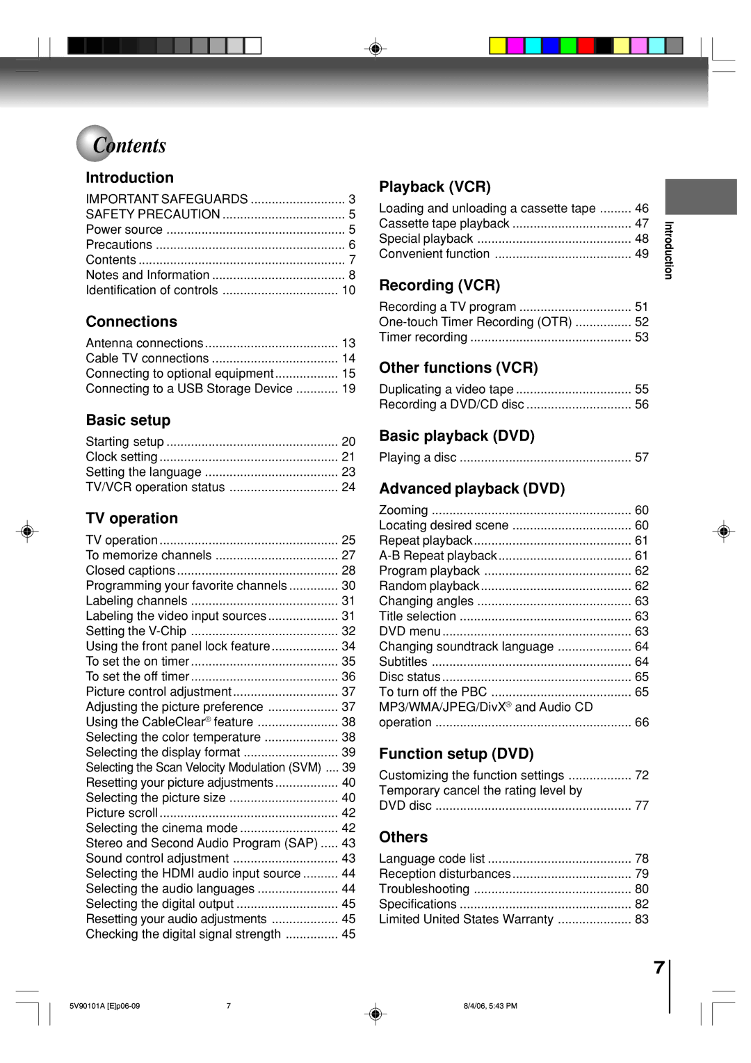 Toshiba MW26H82 owner manual Contents 