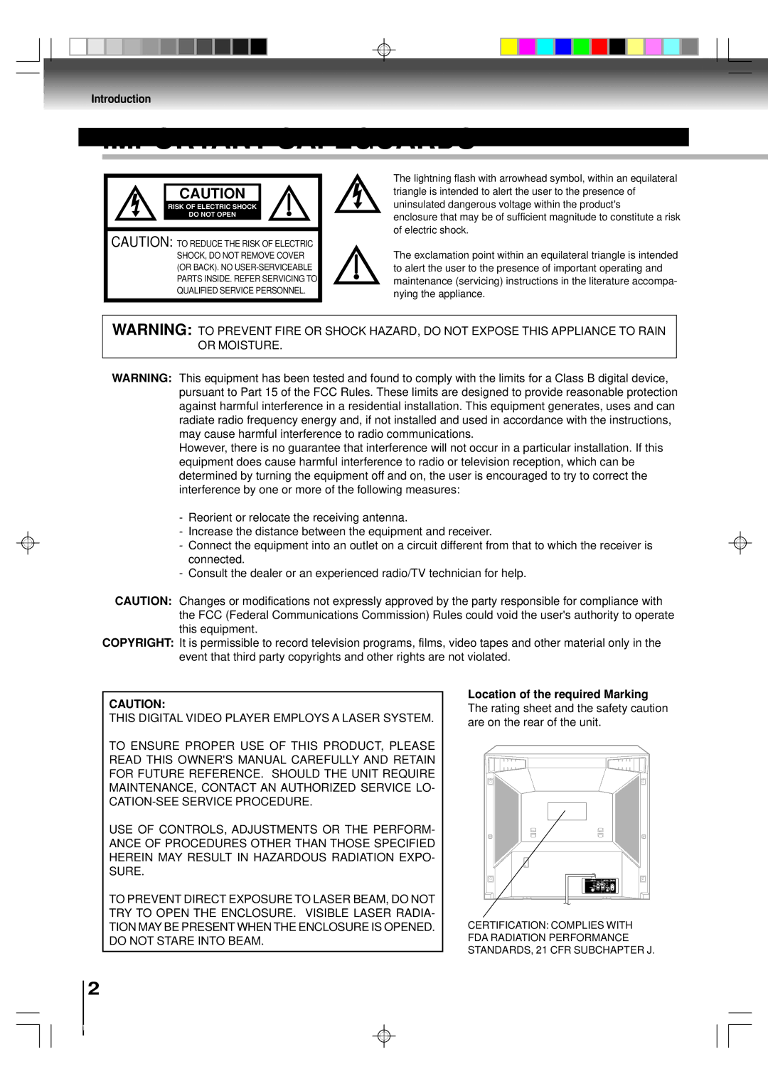 Toshiba MW27FPX, MW24FPX owner manual Important Safeguards, Introduction 