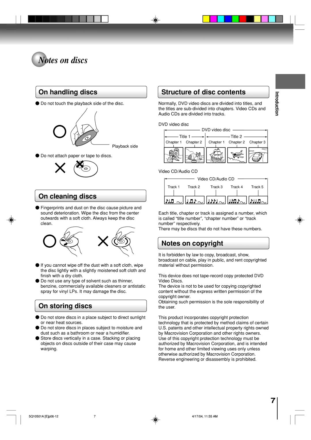 Toshiba MW24FPX, MW27FPX owner manual On handling discs, On cleaning discs, Structure of disc contents, On storing discs 