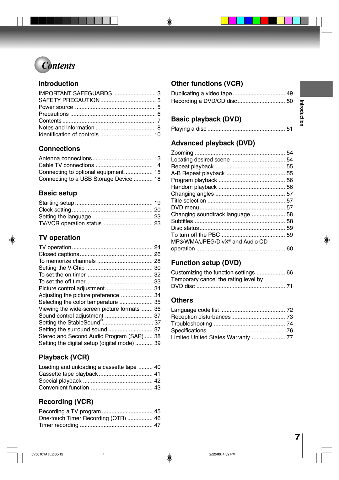 Toshiba MW27H62 owner manual Contents 