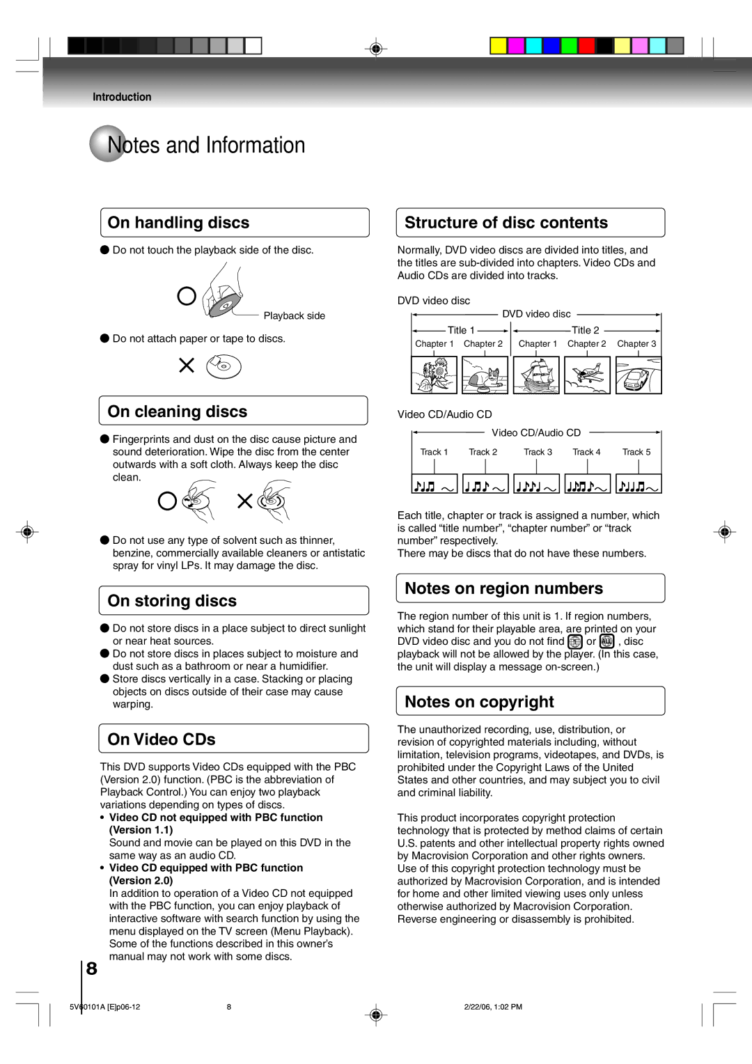 Toshiba MW27H62 On handling discs, On cleaning discs, On storing discs, On Video CDs, Structure of disc contents 