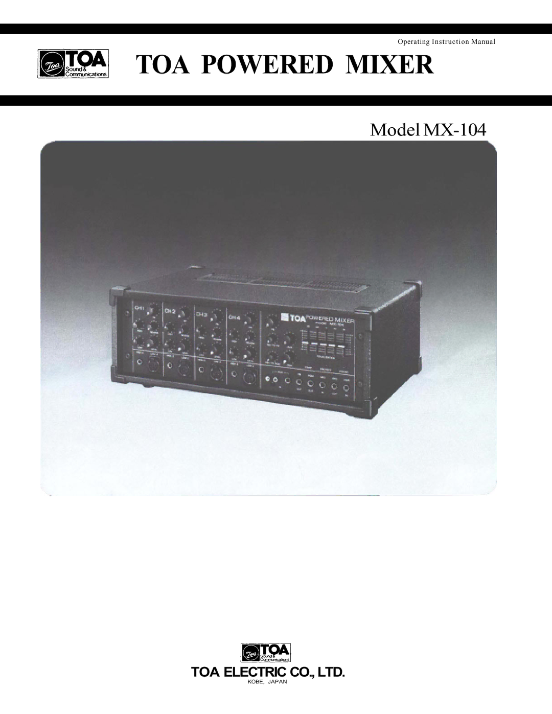 Toshiba MX-104 instruction manual TOA Powered Mixer 