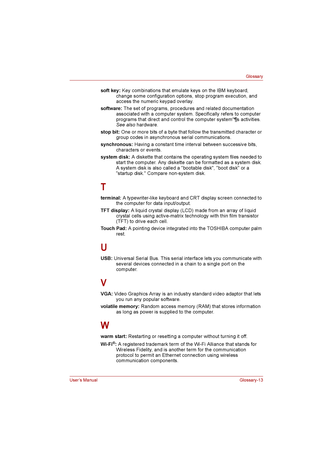 Toshiba NB200 manual Glossary-13 